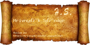 Hrivnyák Sándor névjegykártya